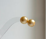 Elly’s 12.4mm Genius natural South sea ultra golden ocean Pearls Earrings studs: Extreme luster, S925 silver minimalist earrings studs. gift for her birthday holiday