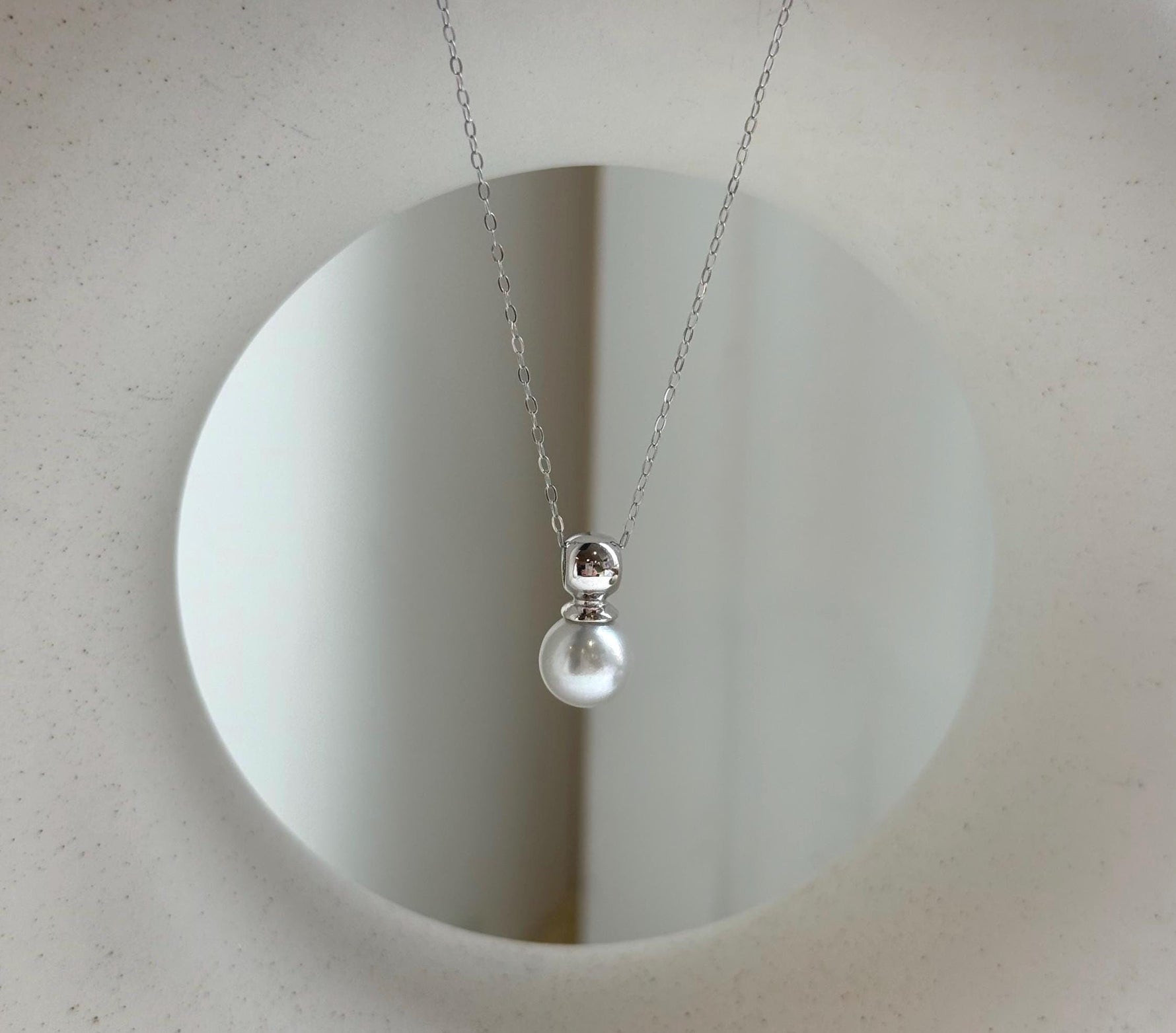 Elly’s 8.2mm Geniu Akoya blue silver ocean pearl Pendant: Extreme luster mirrored, s925 silver minimalist pendant. gift for her birthday