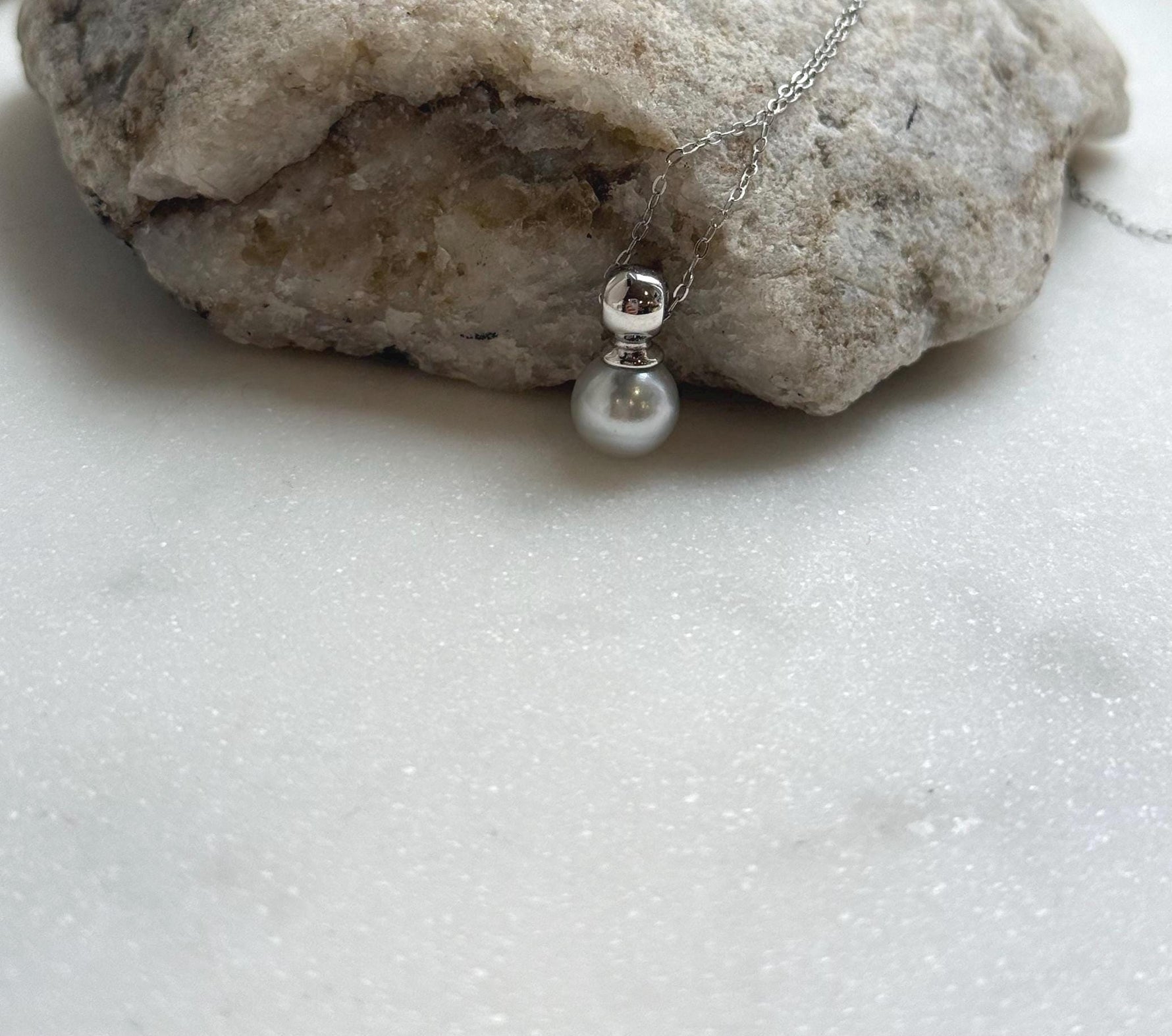 Elly’s 8.2mm Geniu Akoya blue silver ocean pearl Pendant: Extreme luster mirrored, s925 silver minimalist pendant. gift for her