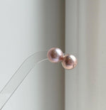 Elly’s 13.3mm Large Edison rose Pearls Earrings Studs: Extreme luster Mirrored, S925 silver minimalist earrings studs.