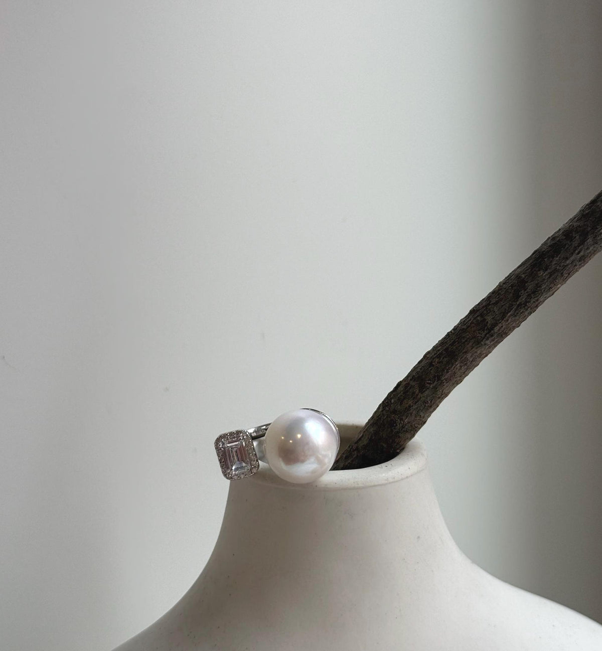 Elly’s 12.3mm 5A White Edison pearl ring: Extreme luster mirrored, S925 silver adjustable ring. high quality daily office white pearl ring gift for her