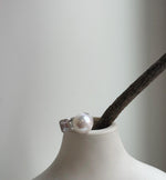 Elly’s 12.3mm 5A White Edison pearl ring: Extreme luster mirrored, S925 silver adjustable ring. high quality daily office white pearl ring gift for her