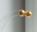 Elly’s 10.4mm Genius natural South sea deep golden ocean Pearls Earrings studs: Extreme luster, S925 silver minimalist earrings studs. high quality golden ocean pearls earrings studs for her