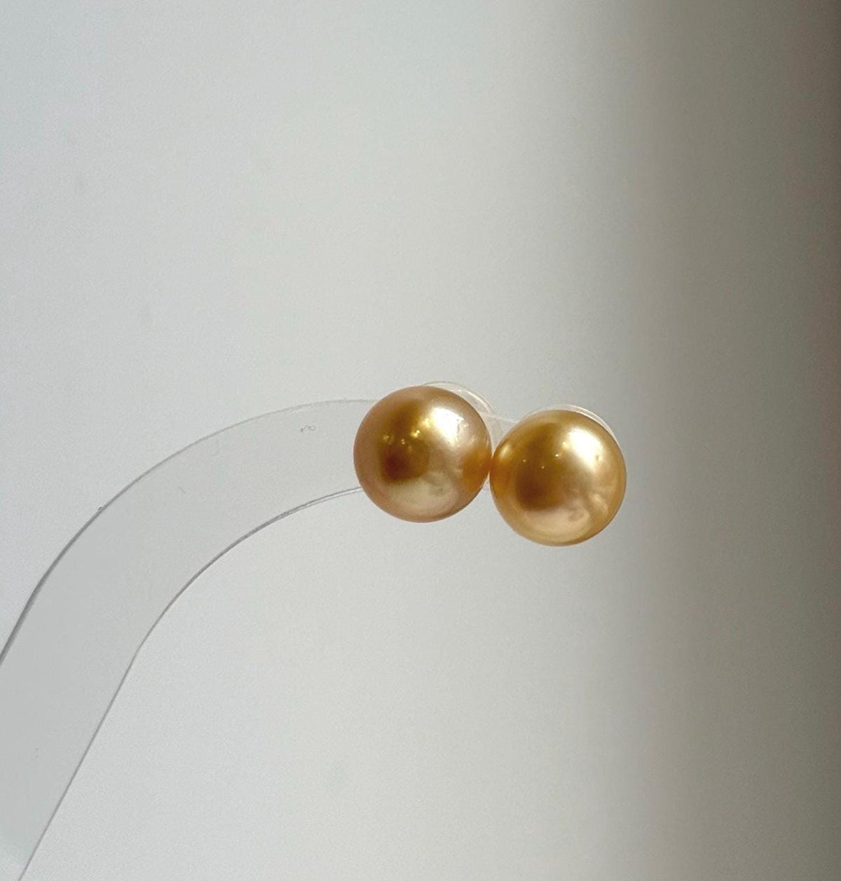 Elly’s 10.4mm Genius natural South sea deep golden ocean Pearls Earrings studs: Extreme luster, S925 silver minimalist earrings studs. high quality golden ocean pearls earrings studs for her