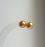 Elly’s 10.4mm Genius natural South sea deep golden ocean Pearls Earrings studs: Extreme luster, S925 silver minimalist earrings studs. high quality golden ocean pearls earrings studs for her