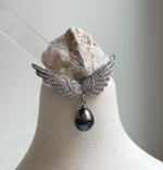 Elly’s Tahitian peacock green Ocean Pearl Vintage Brooch pendant 2in1: Extreme luster mirrored, 9.2mm, 4x3.7cm, gift for her birthday