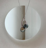 Elly’s 8.7-10.1mm Genius Tahitian platinum olive ocean pearls Pendant: Extreme luster mirrored, 1.6cm high, s925 silver minimalist pendant. gift for her anniversary