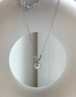 Elly’s 8.3mm Extreme luster Akoya blue silver Ocean Pearl s925 silver beads pendant Necklace chain set. daily office pendant chain set