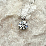 D/VVS1 Flawless Moissanite Pendant | 2ct/8mm Round Brilliant Cut Dainty Necklace | Solid S925 Silver Jewelry