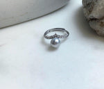 Elly’s 7mm Akoya blue silver ocean pearl Ring: Extreme luster mirrored, s925 silver adjustable ring. Pearl Jewelry Idea. high quality daily office pearl ring
