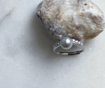 Elly’s 7mm Akoya blue silver ocean pearl Ring: Extreme luster mirrored, s925 silver adjustable ring. Pearl Jewelry Idea. high quality daily office pearl ring