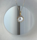 Elly’s 12.3mm Australian Ocean cold White pearl Pendant: Extreme luster mirrored, 1.7x2.7cm, S925 Silver pendant necklace set. high quality ocean pearl pendant for her birthday anniversary daily office wear