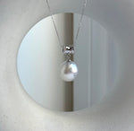 Elly’s 13.4mm Genius Australian Ocean White silver pearl Pendant: Extreme luster mirrored, 2.5cm high, S925 Silver pendant necklace set. high quality white ocean pearl pendant for her birthday anniversary daily office wear