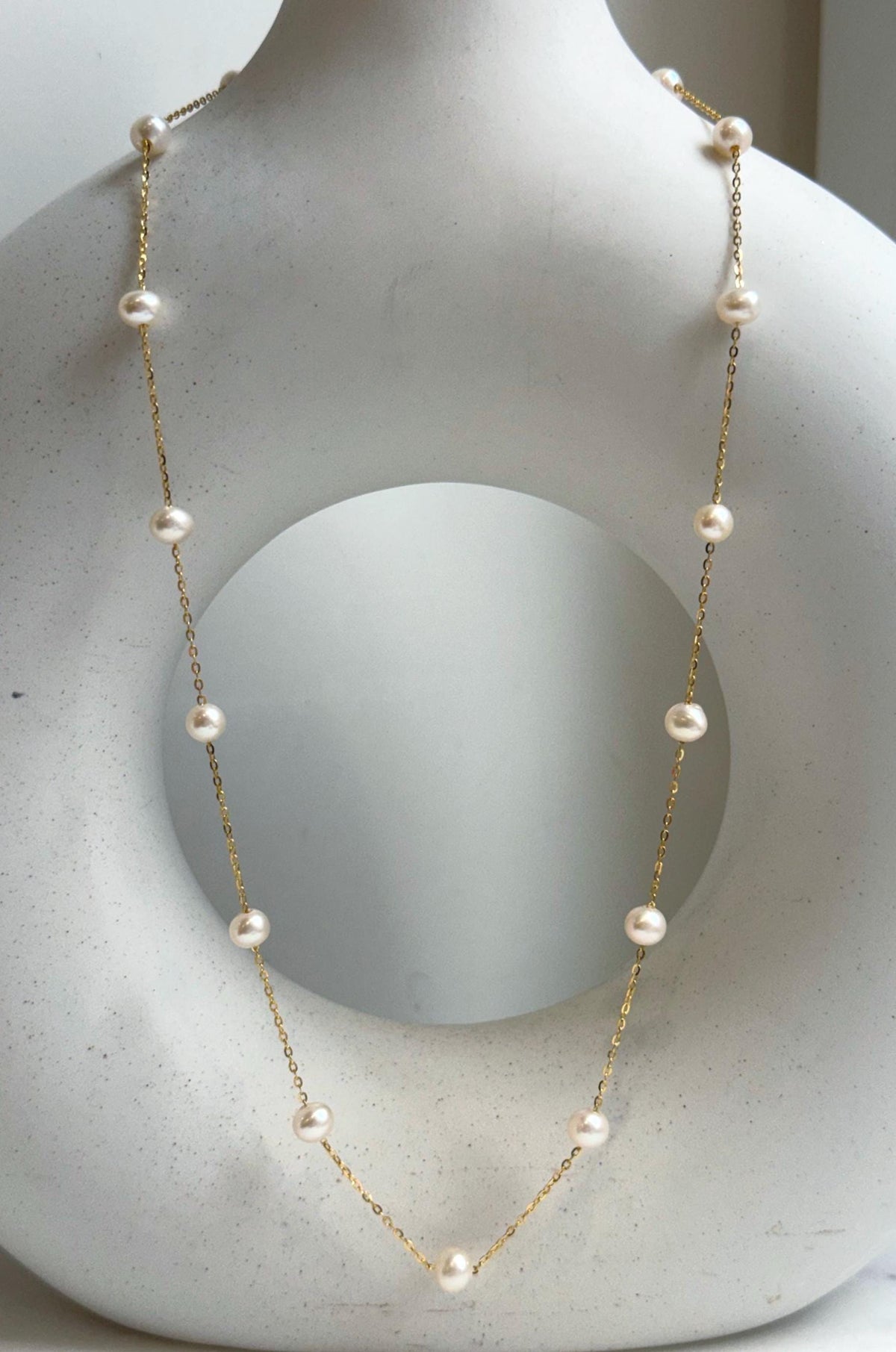 Elly’s 16pcs Freshwater Ivory small pearls Satellite Necklace: Extreme luster mirrored, 4.9-5.5mm, S925 silver satellite necklace, to 18.1”, gift for her