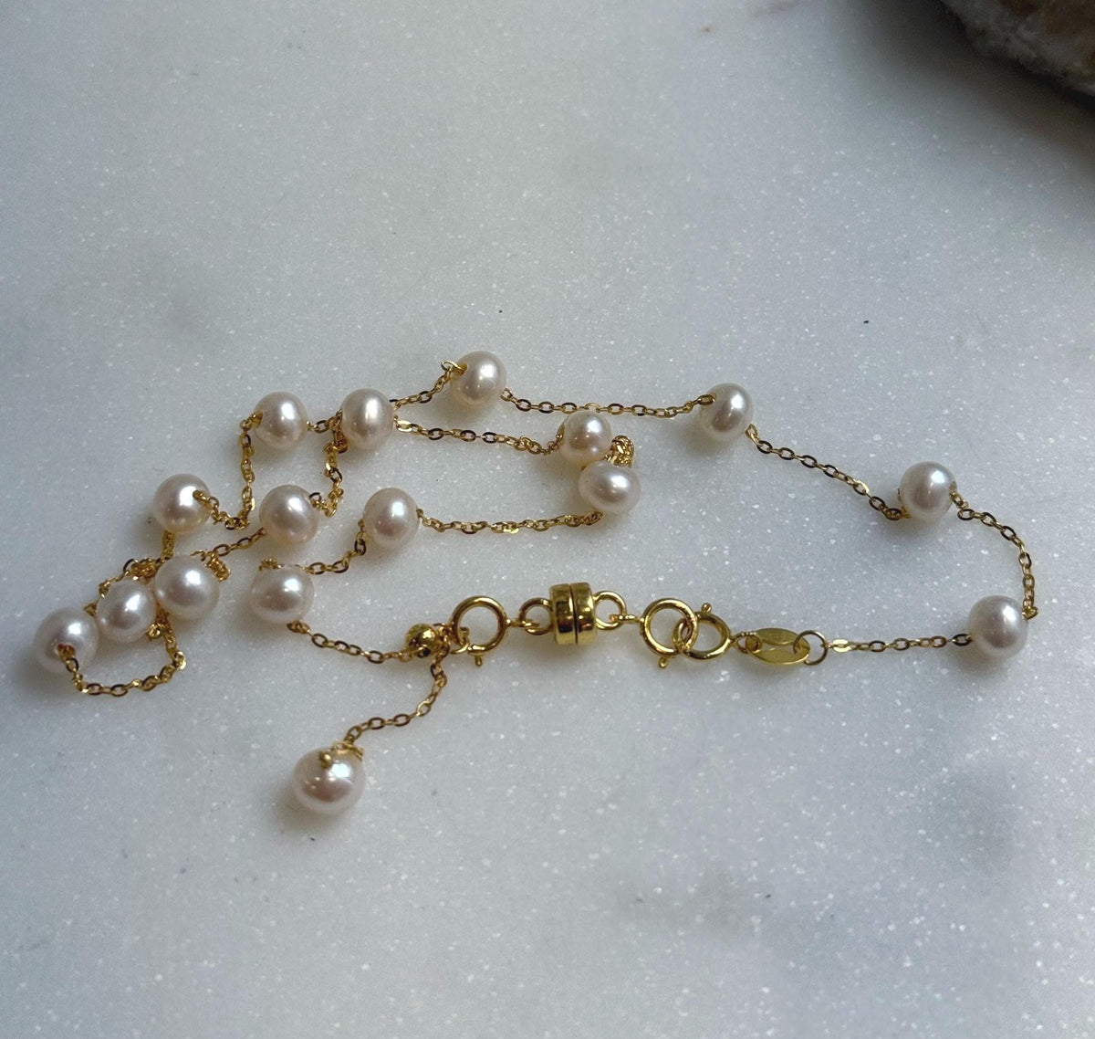 Elly’s 16pcs Freshwater Ivory small pearls Satellite Necklace: Extreme luster mirrored, 4.9-5.5mm, S925 silver satellite necklace, to 18.1”, pearl necklace gift for her birthday