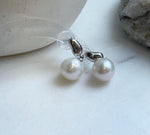 Elly’s 10.9mm Edison white Pearls Earrings: Extreme luster Mirrored, 2.4cm high, S925 silver minimalist earrings. gift for her daily office earrings