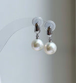Elly’s 10.9mm Edison white Pearls Earrings: Extreme luster Mirrored, 2.4cm high, S925 silver minimalist earrings. gift for her daily office earrings