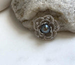 Elly’s 8.8mm Tahitian Hunter Ocean Pearl Floral Brooch: Extreme luster mirrored, 2.6cm dia. gift for her birthday