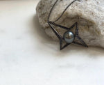 Elly’s 9.5mm Tahitian black ocean pearl Star pendant: Extreme luster mirrored, 2.6x3.8cm, S925 silver cool pendant chain set.