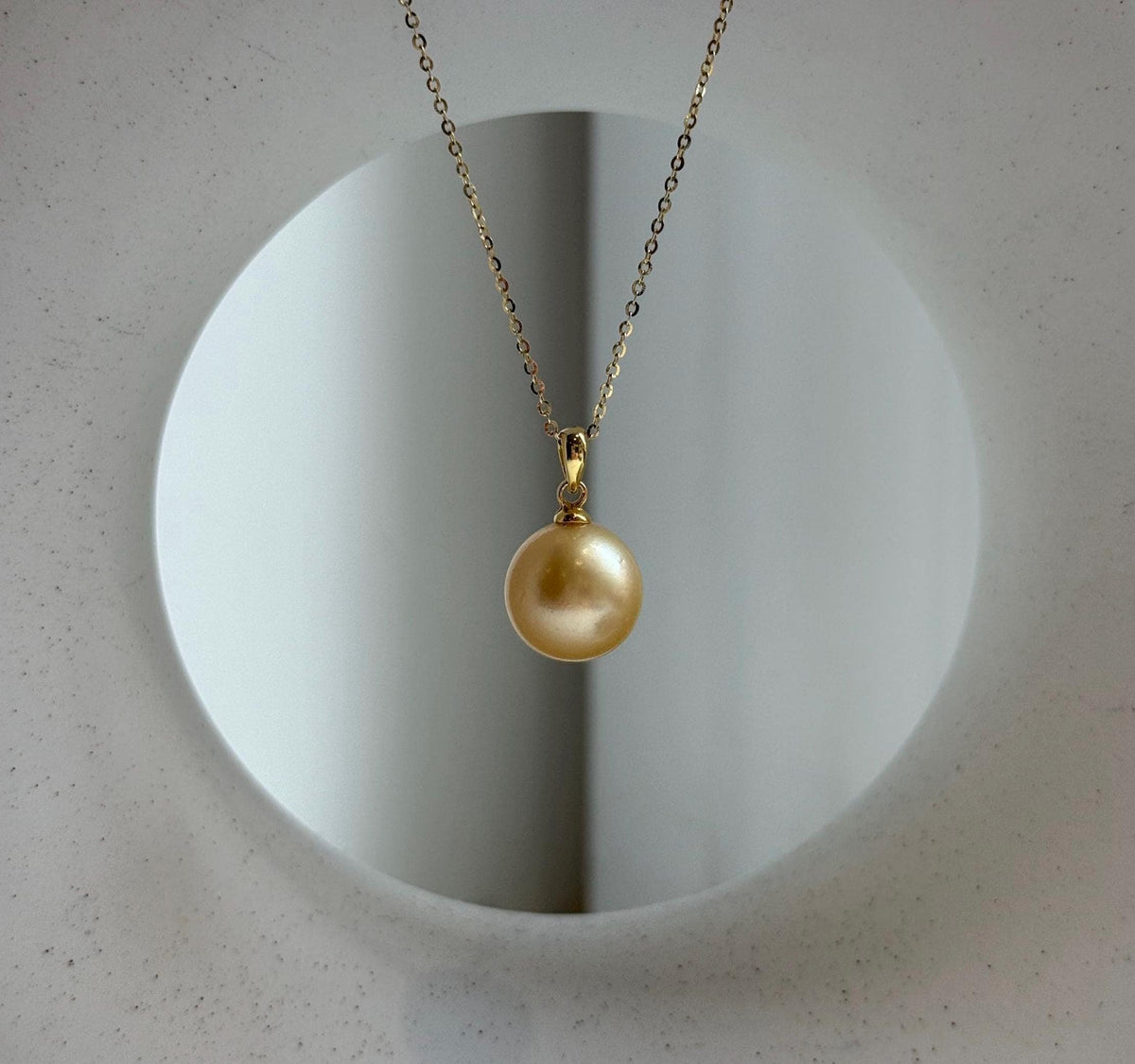 Elly’s 11.8mm Genius South sea ultra gold ocean pearl Pendant: Extreme luster, 2cm high, s925 silver minimalist daily pendant. gift for her