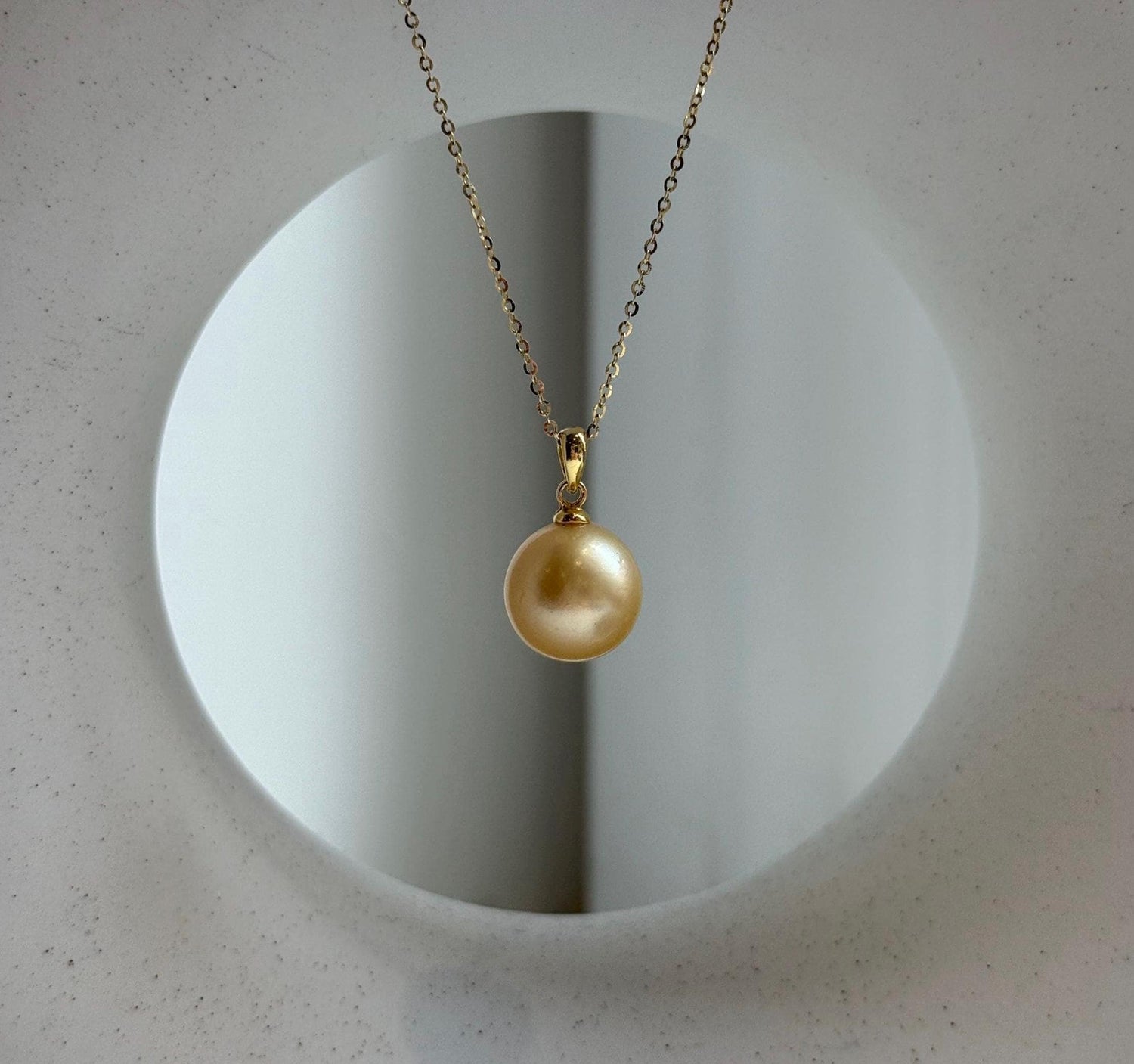 Elly’s 11.8mm Genius South sea ultra gold ocean pearl Pendant: Extreme luster, 2cm high, s925 silver minimalist daily pendant. gift for her
