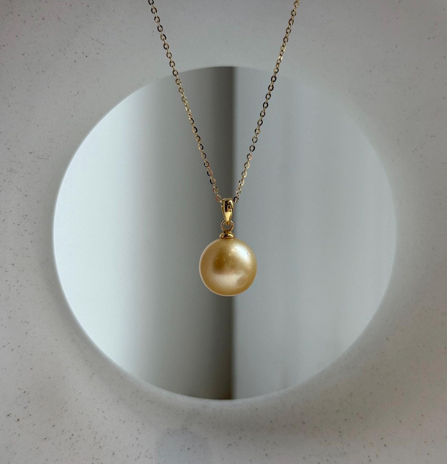 Elly’s 11.8mm Genius South sea ultra gold ocean pearl Pendant: Extreme luster, 2cm high, s925 silver minimalist daily pendant. gift for her birthday