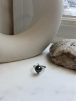Elly’s 9.2mm Tahitian Peacock green ocean Pearl Ring: Extreme luster mirrored, S925 silver adjustable Ring. Pearl Jewelry Idea.