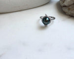 Elly’s 9.2mm Tahitian Peacock green ocean Pearl Ring: Extreme luster mirrored, S925 silver adjustable Ring. Pearl Jewelry Idea.
