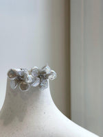 Elly’s freshwater white iridescent petal Keshi pearls Floral earrings:  2.2cm dia, S925 silver earrings studs.
