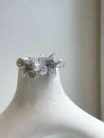 Elly’s freshwater white iridescent petal Keshi pearls Floral earrings:  2.2cm dia, S925 silver earrings studs.
