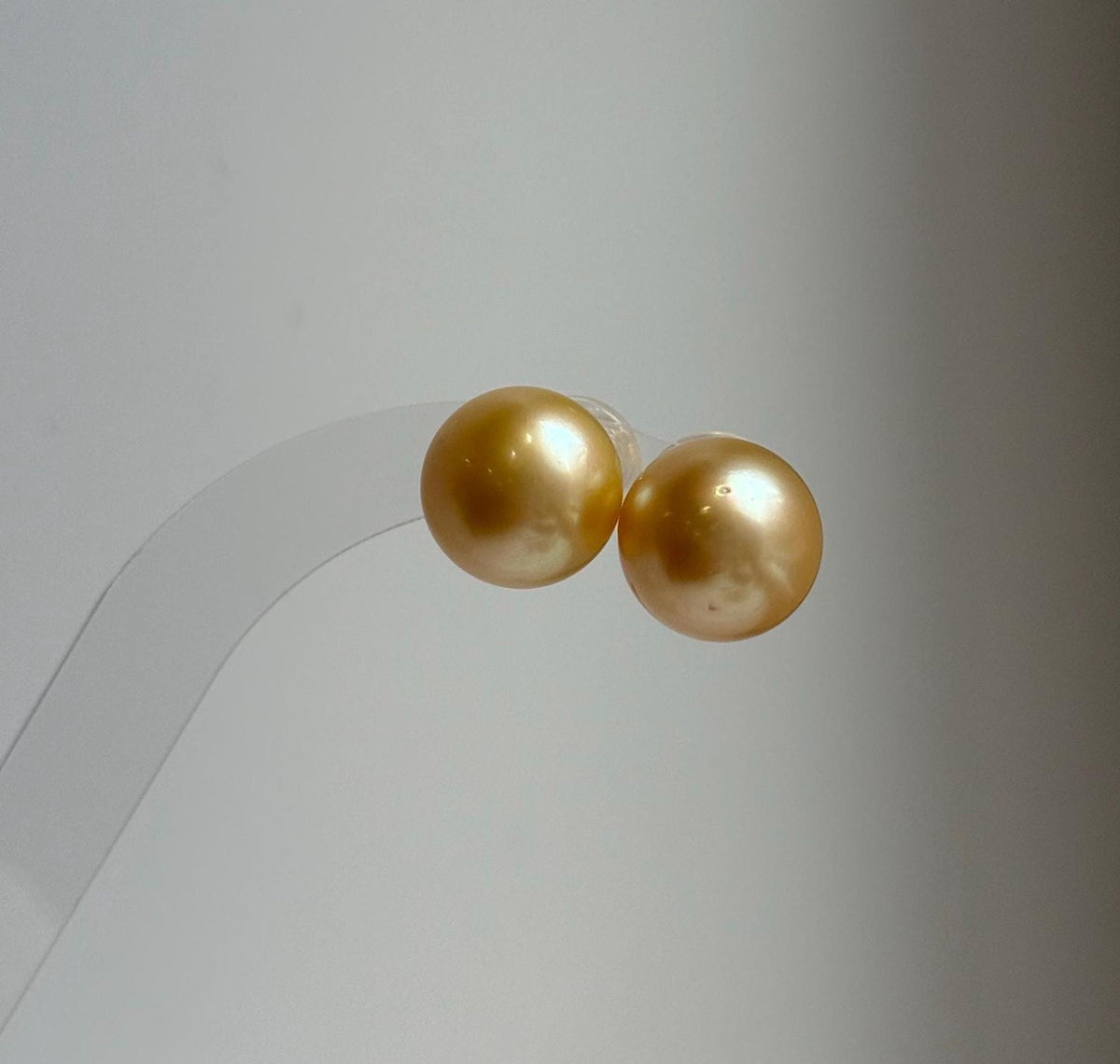 Elly’s 13.3mm Genius Large natural South sea Deep Gold ocean Pearls Earrings studs: Extreme luster mirrored, S925 silver minimalist earring. g high quality golden ocean pearls earrings studs for her