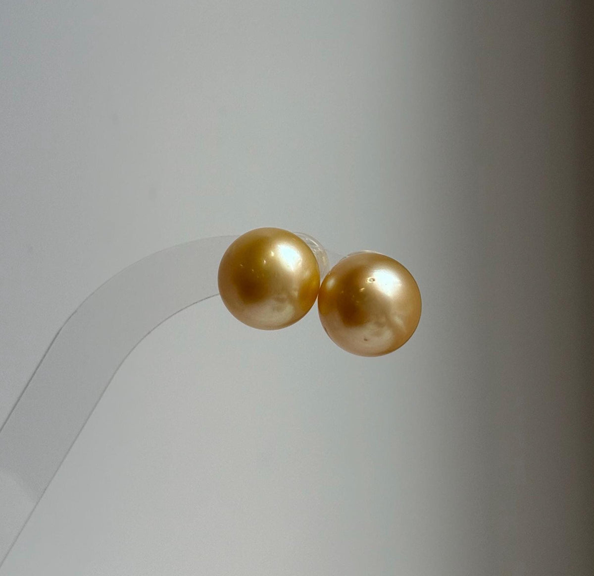 Elly’s 13.3mm Genius Large natural South sea Deep Gold ocean Pearls Earrings studs: Extreme luster mirrored, S925 silver minimalist earring. g high quality golden ocean pearls earrings studs for her