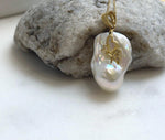 Elly’s Insale White Iridescent baroque pearl Pendant: Extreme luster, 19.4x27mm, 4cm high, S925 silver butterfly pendant. gift for her daily office wear