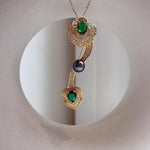 Elly’s 8mm Tahitian Peacock hunter Ocean Pearl Chinese Ruyi Brooch pendant 2in1: Extreme luster mirrored