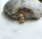 Elly’s 11.5mm Insale Edison Rose gold pearl Pendant: Extreme luster mirrored, 1.7cm high, S925 silver Gourd pendant. gift for her anniversary