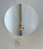Elly’s 11.5mm Insale Edison Rose gold pearl Pendant: Extreme luster mirrored, 1.7cm high, S925 silver Gourd pendant. gift for her
