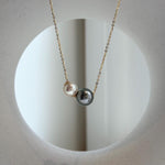 Elly’s Double Au750 18k Gold 7.7-9.2mm Akoya Tahitian Ocean Pearls Floating pendants:Extreme luster mirrored. gift for her anniversary