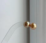 Elly’s Au750 18K real gold 11.7mm Genius natural South sea Deep Tea Gold ocean Pearls Earrings studs: Extreme luster mirrored.high quality golden pearls 18k gold earrings studs for her statement