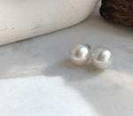 Elly’s 13.6mm Huge Australian Ocean White Pearls Earrings Studs: Extreme luster mirrored, S925 silver minimalist earrings studs. high quality pearls earrings studs for her holiday