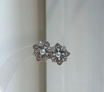 Elly’s 4mm Akoya blue silver ocean pearls Floral Earrings: Extreme luster mirrored, 1.7cm dia, S925 silver earrings. Pearl jewelry idea. gift for her birthday