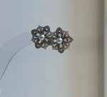 Elly’s 4mm Akoya blue silver ocean pearls Floral Earrings: Extreme luster mirrored, 1.7cm dia, S925 silver earrings. Pearl jewelry idea. gift for her holiday