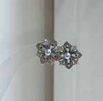 Elly’s 4mm Akoya blue silver ocean pearls Floral Earrings: Extreme luster mirrored, 1.7cm dia, S925 silver earrings. Pearl jewelry idea. gift for her daily office wear