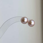 Elly’s 10.8mm Rose Edison Pearls Earrings Studs: Extreme luster Mirrored, S925 silver minimalist earrings.