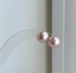 Elly’s 10.8mm Rose Edison Pearls Earrings Studs: Extreme luster Mirrored, S925 silver minimalist earrings.