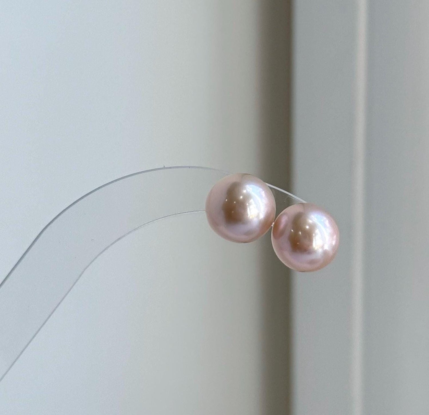 Elly’s 10.8mm Rose Edison Pearls Earrings Studs: Extreme luster Mirrored, S925 silver minimalist earrings.