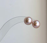 Elly’s 10.8mm Rose Edison Pearls Earrings Studs: Extreme luster Mirrored, S925 silver minimalist earrings.