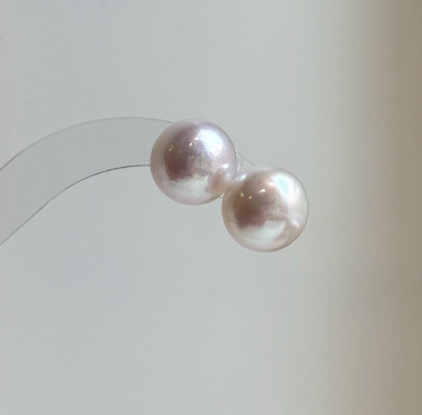 Elly’s 13.7mm Large Edison white Pearls Earrings studs: Extreme luster Mirrored mirrored, S925 silver minimalist earrings.high quality white large Edison pearls earrings studs for her