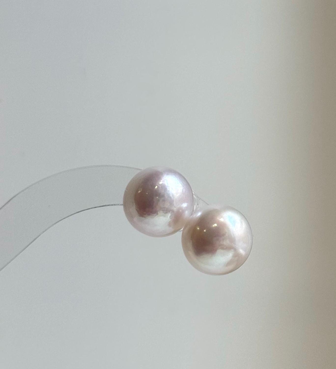 Elly’s 13.7mm Large Edison white Pearls Earrings studs: Extreme luster Mirrored mirrored, S925 silver minimalist earrings.high quality white large Edison pearls earrings studs for her daily office wear