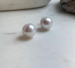 Elly’s 13.7mm Large Edison white Pearls Earrings studs: Extreme luster Mirrored mirrored, S925 silver minimalist earrings.high quality white large Edison pearls earrings studs for her