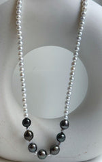 Elly’s 7pcs 8.5-9.4mm Genius natural Tahitian Ocean Pearls Necklace: Extreme luster mirrored, 17.3”, S925 silver necklace strand. daily office Tahitian ocean pearls necklace strand for her holiday